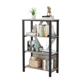 Garvee Modern Bookshelf with Dimmable RGB LED Lighting, Open Wood & Metal Frame, 4 Levels, Sturdy with Anti-Tip, Living Room & Office