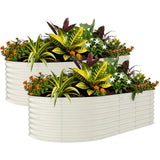 Garvee 2 Pack 8x4x2ft Galvanized Raised Garden Beds Beige Rust-Resistant Planter Boxes for Vegetables and Flowers Outdoor - Beige(Rubber Edge)