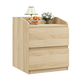 Garvee Nightstand Modern Side Table With 2 Drawer Handle-Free Design Light Wood 23.62L x 15.75D x 22.83H