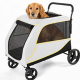 Garvee Large Dog Stroller for Medium and Big Pets, Folding Dual Entry Pet Wagon with Foot Brake, All-Terrain Wheels, Air Mesh, 42.2"L x 27.2"W x 40.8"H, Black
