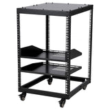 Garvee Heavy Duty Carbon Steel Open Frame Network Rack 15U Adjustable Height 22-40in Black for IT AV Networking Equipment
