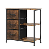Garvee 3 Drawer File Cabinet Printer Stand With 2 Open Storage Shelves Rustic Brown Modern Office Organizer Under Desk Fabric Filing Cabinet - Rustic Brown
