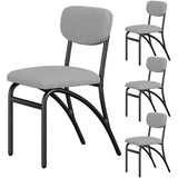 Garvee Grey Boucle Upholstered Dining Chairs Set of 4 with Metal Legs for Kitchen, Living & Dining Room, 4 Lambswool Fabric Grey Chairs