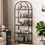 Garvee Arched Bookshelf 5 Tier Metal Frame Modern Open Storage Shelf for Bedroom Living Room Home Office Black - 5Tier -Black