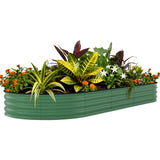 Garvee Galvanized Raised Garden Bed Outdoor 8x4x1.5 ft Metal Planter Box Green Rust-Resistant Easy Assembly - Green(Rubber Edge)