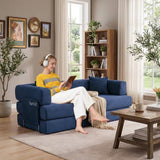 Garvee 5-in-1 Convertible Sofa Bed Modular Corduroy Sleeper for Small Space Living Room Guest Room 78.8" Blue - Blue