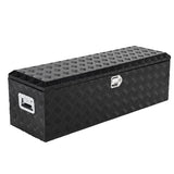 Garvee 48 Inch Heavy Duty Aluminum Stripes Plated Tool Box with Lock for Truck Bed RV Trailer, Waterproof, Portable, Silver - Black
