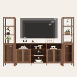 Garvee Large TV Stand with 2 Bookcases Farmhouse Entertainment Center for 70" TV Storage Cabinets Modern Media Console Living Room Bedroom