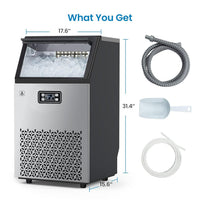 Garvee Commercial Ice Maker Machine Stainless Steel 110LBS/24H Output 33LBS Storage Countertop Undercounter