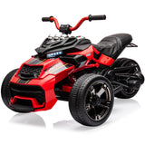 Garvee 12V 3 Wheeler Ride On ATV Electric Motorcycle for Kids, Red, Battery Powered with LED Lights and USB Music Player - Red