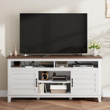 Garvee 63 Inch Farmhouse TV Stand with Adjustable Shelves and Cabinet Doors for Living Room, Sturdy MDF Wood, Waterproof Desktop, Rustic Brown