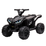 Garvee 12V Kids Ride On ATV, 4 Wheeler Electric Vehicle for Kids Ages 3-8, Black, Remote Control, LED Lights, Soft Start, Treaded Tires, Music
