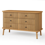 Garvee 6 Drawer Dresser Boho Wooden Dresser with Black Handles for Bedroom Closet Living Room Natural
