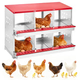 Garvee Chicken Nest Box Metal Rollnest with Ventilation & Catch Tray, 7° Tilt Auto Egg Roll, Easy Clean, Wall Mount, Weatherproof for Coop - Red