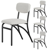 Garvee Beige Dining Chairs Set of 4, Boucle Upholstered Kitchen Chairs with Metal Legs for Living Room, Dining Room, Kitchen, 4 Lambswool Fabric Beige Chairs