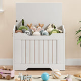 Garvee Storage Chest Toy Organizer Box With Safety Hinge Entryway Storage Trunk Bench White 24.8 in