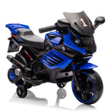 Garvee Kids 6V Ride On Motorcycle with Training Wheels for Toddlers, Blue, 30.31" L x 14.96" W x 19.69" H - Blue