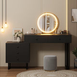 Garvee Black Vanity Desk with Mirror and Lights, Makeup Vanity with 5 Drawers for Bedroom, Modern Organizer with 3 Color Lights & Adjustable Brightness - Black