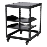 Garvee Open Network And Server Rack 12U Steel Adjustable 22-40in 2 Shelves Lockable Wheels IT AV Equipment Floor Wall Mount