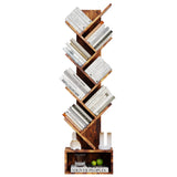 Garvee 8-Tier Tree Bookshelf with Drawer, Freestanding Organizer for Home and Office, Tigerwood Finish, Sturdy Design