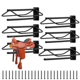 Garvee 6 Pack Wall Mounted Saddle Rack with Double Pad Bar Heavy Duty Carbon Steel Saddle Stand for English & Western Saddles 23.6" x 12.6" x 7.3" Black