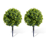 Garvee Artificial Boxwood Ball Trees 2-Pack UV-Resistant Weatherproof Evergreen PE Material Indoor Outdoor Garden Patio - 2 Green Pz-1-202 Trees