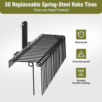 Garvee 72-Inch Pine Straw Rake – 30 Coil Spring Tines – Heavy Duty Powder-Coated Steel – 3-Point Hitch – For Cat 0 & Cat 1 Tractors – Leaves, Grass – Black (Fine Quality)