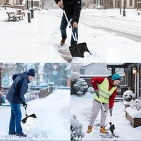 Garvee Ergonomic Dual D-Ring Snow Shovel – 18" Wide Blade with Aluminum Edge – Lightweight Snow Removal Tool for Driveway, Walkway, Car, Yard – Black Shovel with Silver Rod