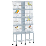 Garvee 4-Unit Stackable Breeding Bird Cage with Removable Divider & Locking Casters for Medium Birds, 33.5x11x67in, White - White2