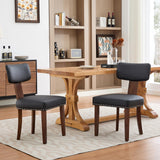 Garvee Dining Chairs Set of 2, Modern Leather Upholstered Kitchen Chairs with Hardwood Frame, Ergonomic Curved Backrest, Black