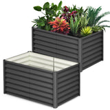 Garvee 2 Pcs 6x3x2FT Galvanized Raised Garden Bed Outdoor, Large Planter Beds, Dark Gray, Durable Metal with Safety Edge - Dark Grey