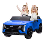 Garvee 24V 2 Seater Kids Ride On Car Electric 4 Wheel Truck Licensed Cadillac Battery Powered Toy with Remote Control Spring Suspension Music LED Lights - Blue