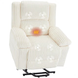 Garvee Power Lift Recliner Chair Electric Heated Massage Plush Seat Back Support Armrests Elderly Mobility 33x37.4x41 Inch Corduroy - Cream