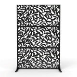 Garvee Metal Privacy Screen with Stand, 72" H x 47" W, Durable Steel Outdoor Privacy Panels for Patio Garden Balcony, Black - Black-3