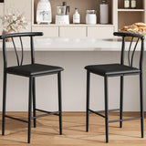 Garvee Bar Stools Set of 2 with Backrest and Footrest, 25 in Counter Height, Thick Cushion, Black for Kitchen Island and Dining Room