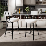 Garvee 37 in Bar Stools Set of 2, Modern Upholstered Kitchen Bar Stools with Back, Metal Legs, Beige