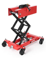 Garvee 450 LBS Low Profile Transmission Jack, Adjustable Floor Jack with Safety Strap, 4 Wheels, Red for Garage and Repair Shop - Red