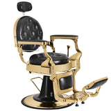 Garvee Vintage Barber Chair Heavy Duty 360° Hydraulic Recline Salon Chair Adjustable Headrest Footrest Black - Gold-Plated Black