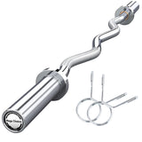 Garvee 47" EZ Curl Bar for Weightlifting, 500LB Capacity, Fits 2" Standard Plates, Home Gym, Compact 47-Inch, Steel - Silver