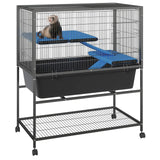 Garvee Large Ferret Cage with 3 Removable Platforms, Deep Tray, Storage Shelf, Metal Small Animal Cage on Wheels for Sugar Glider, Guinea Pigs, Chinchillas, Rabbit