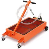 Garvee Waste Oil Drain Pan with 12V Pump 20 Gal Low Profile Electric Oil Drain Cart for Trucks RVs Buses Black - Orange-Electric-12V