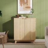 Garvee 34.49 in Sideboard Buffet Cabinet with Storage, Modern Fluted Accent Credenza, Wood Coffee Bar Console Table for Living Room, Dining Room, Kitchen, Entryway, 34.5in, Coffee Color