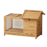 Garvee Wooden Rabbit Hutch with Removable Wire Netting, Weatherproof Metal Frame Ramp for Small Animals, Natural Color, Indoor and Outdoor Use - Natural