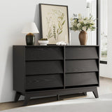 Garvee 6-Drawer Dresser Wooden Chest of Drawers for Bedroom Living Room 47.2" Wide Black - Black