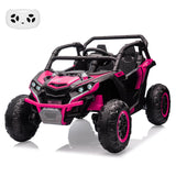 Garvee Ride - P Series: 24V Ride On Utv For Kids,2 Seater 4WD Electric Truck With Remote Control, High And Low Speed Adjustment, Led Lights, 4 Shock Absorbersm,One Click Start, Music Player(Rose) - Rose Red