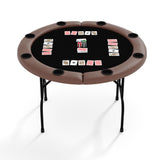 Garvee 48 Inch 8 Player Round Folding Poker Table with Cup Holders, Casino Grade Felt, Portable for Home Use, Man Cave, Parties - Black