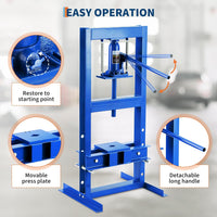 Garvee Hydraulic Press 6 T Capacity Adjustable Shop Press With 2 Press Plates For Metalworking Blue