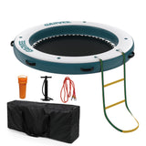 Garvee Inflatable Water Hammock Floating Dock Mesh 8 ft Sunchill Float Ring Heavy Duty River Floats Lake Raft for Tanning Pool Float Island Platform Pad Mat Party Peacock Blue Orange - Peacock Blue