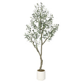 Garvee 6Ft Artificial Olive Tree Potted With Modern White Planter For Home Office Decor, Bendable Boughs, Realistic Green - Green 6Ft