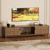 Garvee 70" Long TV Stand Walnut Mid Century Modern Entertainment Center for Living Room Bedroom TVs Up to 75 Inches